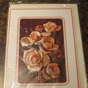 Set of 8 Cards with Envelopes with Raised Roses